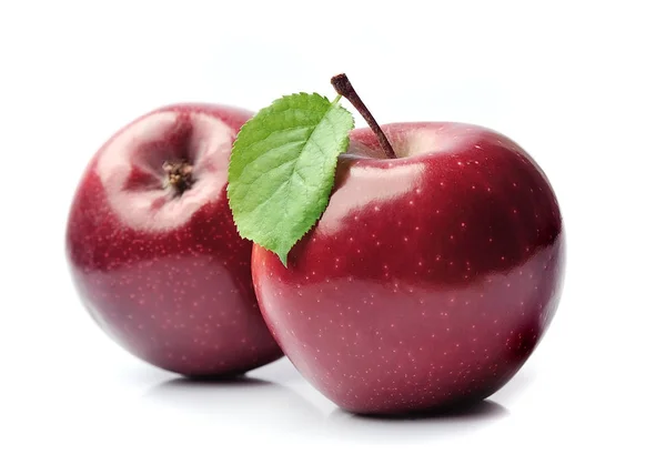 Zralé jablečné plody s listy. — Stock fotografie