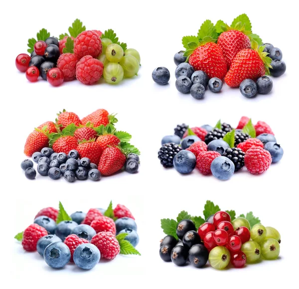Sweet berries mix .Collage of berries. — Stock Photo, Image
