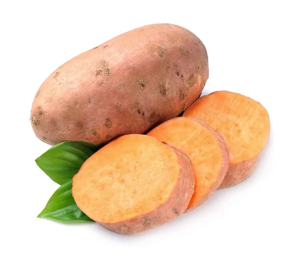 Beyaz Arka Planda Izole Edilmiş Tatlı Patates Sebzeler — Stok fotoğraf