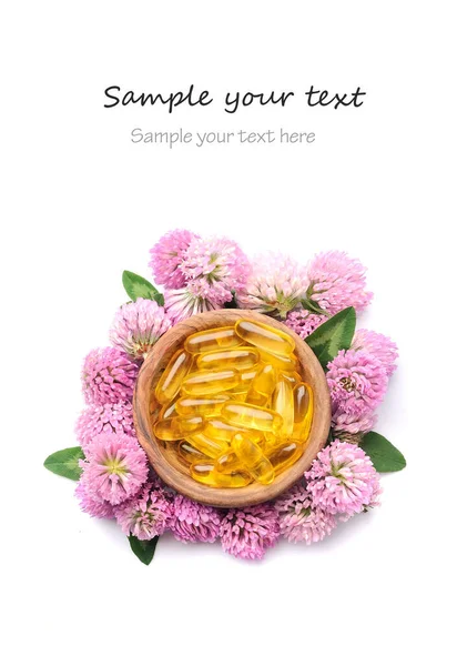 Vitamíny Jetel Květiny Izolované Bílém Pozadí — Stock fotografie