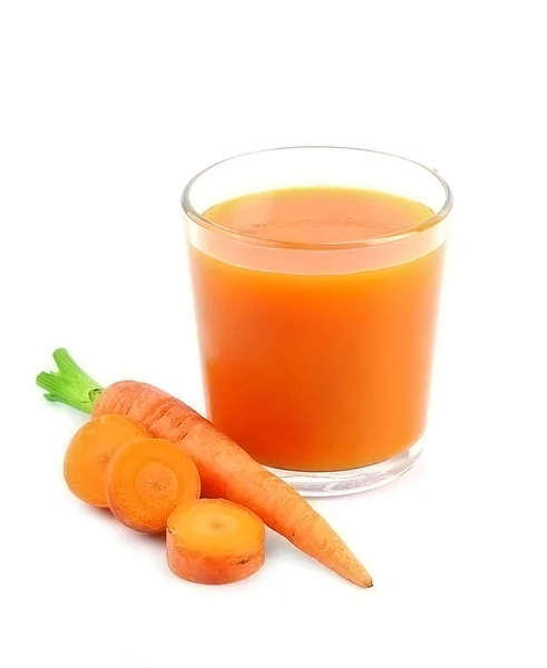 Carrots Root Juice Vegetables Isolated White Backgrounds — Stock Photo, Image