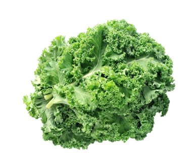 Kabak. Kale salatası beyaz arka planda izole edilmiş..