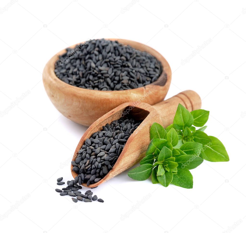 Basil seed isolated on white backgrounds.