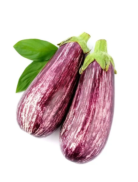 Légumes Aubergines Sucrés Isolés Sur Fond Blanc — Photo