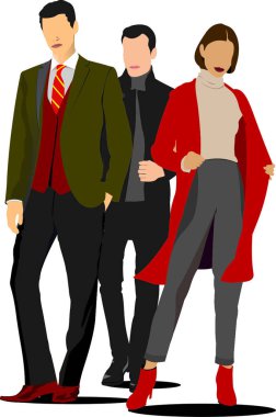 Genç yakışıklı adam ve kadın. Businessman.Car sedan. Vektör çizim