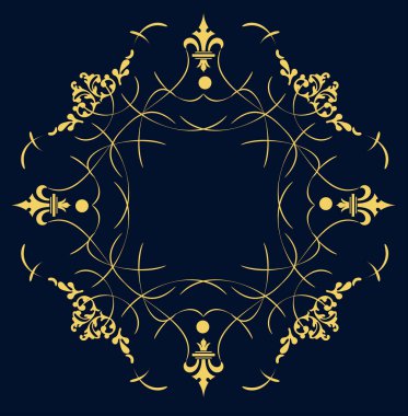 Kahverengi arka planda altın süs. Davetiye arabası olarak kullanılabilir