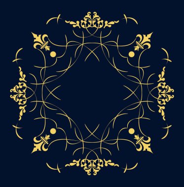 Kahverengi arka planda altın süs. Davetiye arabası olarak kullanılabilir