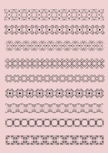 Colección Líneas Reglas Ornamentales Diferentes Estilos Diseño — Archivo Imágenes Vectoriales