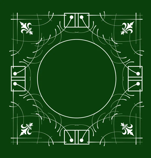深い緑色の背景に白い装飾と分割器Vectのセット — ストックベクタ