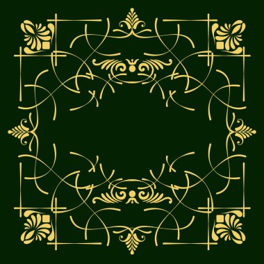 Derin yeşil arka plan ve bölücüler Vecto seti altın süs