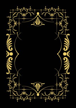 Koyu arka planda altın süs. Davetiye araba olarak kullanılabilir