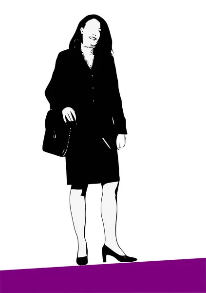 Černá a bílá siluety obchodní ženy. Vektorová ilustrace f — Stockový vektor