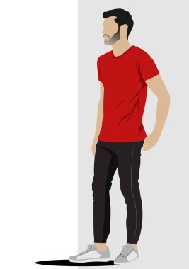 Genç yakışıklı adam. İş adamı. Vektör illüstrasyonu