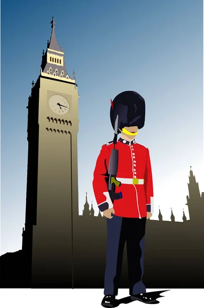 Imagem vetorial do beefeater Guarda de Londres — Vetor de Stock