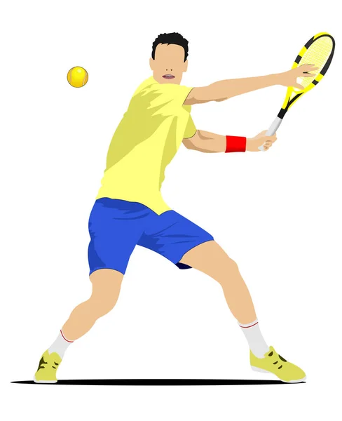 Homme Poster joueur de tennis. Illustration vectorielle colorée pour la conception — Image vectorielle