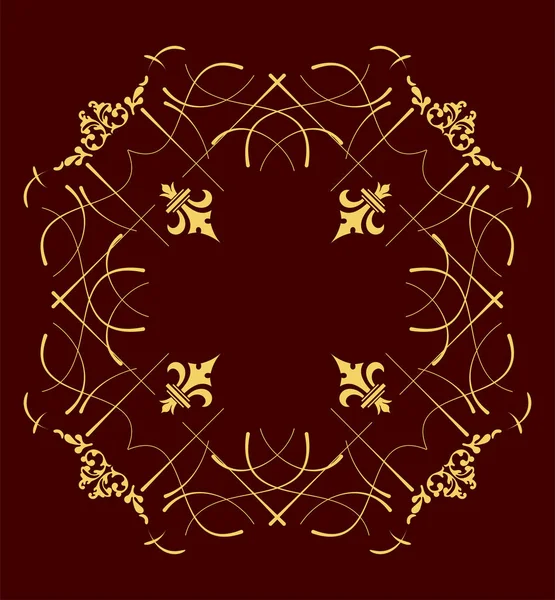 Gold ornament on brown background. Can be used as invitation car — Stock Vector