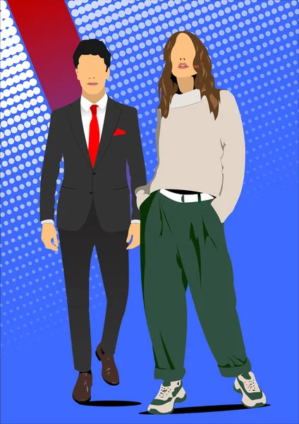 若いハンサムな男と女。Businessman.Vector イラスト — ストックベクタ