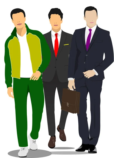 Trois jeunes beaux hommes. Homme d'affaires.Illustration vectorielle — Image vectorielle