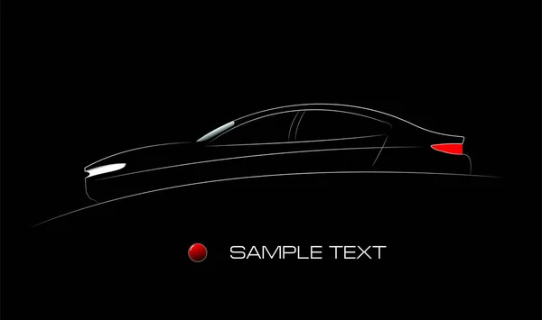 Wit silhouet van auto op zwarte achtergrond. Vectorillustratie — Stockvector