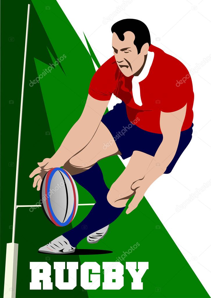 Rugby Player Silhouette. Vector illustration