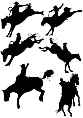 at rodeo siluetleri. vektör çizim