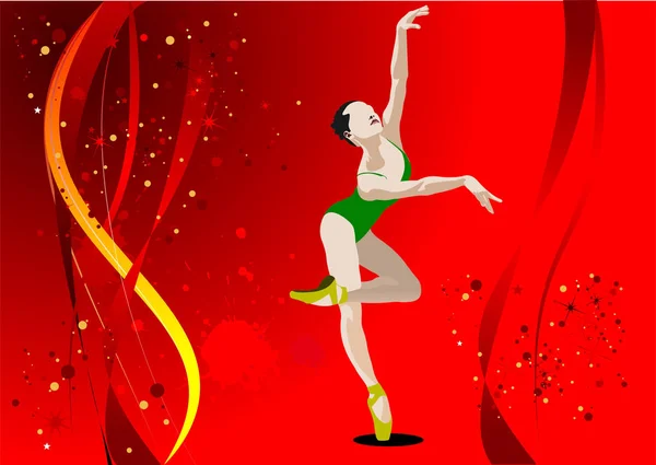 Kırmızı arka plan vektör illüstrasyon modern dans — Stok Vektör