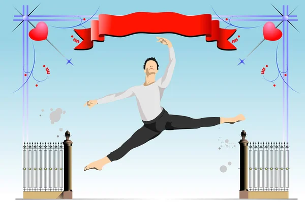 Danza moderna en la ilustración vector de fondo puerta — Vector de stock