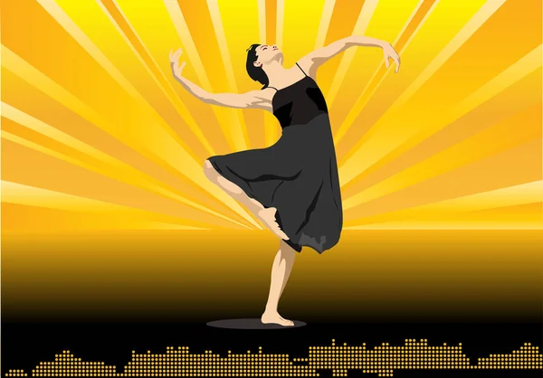 Danza moderna sobre fondo amarillo vector ilustración — Vector de stock