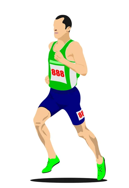 Illustration of a track and field athlete running man vector. — Stock Vector