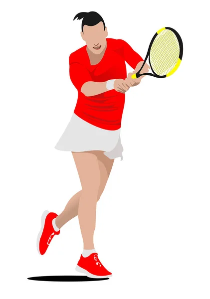 Woman Tennis player poster. Colored Vector illustration for desi — Stock Vector