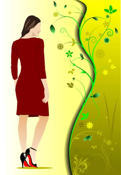 Vector illustration of young girl — Stock Vector