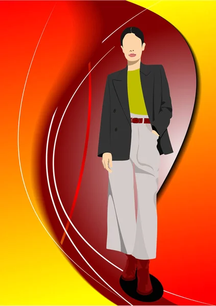 Silhouette donna d'affari su sfondo astratto. Vettore illustrativo — Vettoriale Stock