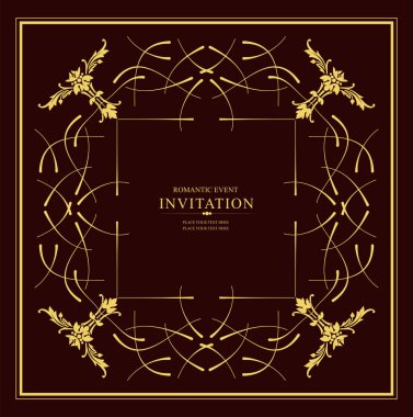 Kahverengi koyu mavi arka plan üzerinde altın süs. Inv olarak kullanılabilir