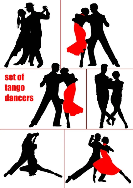 Set of Couples dancing a tango — ストックベクタ