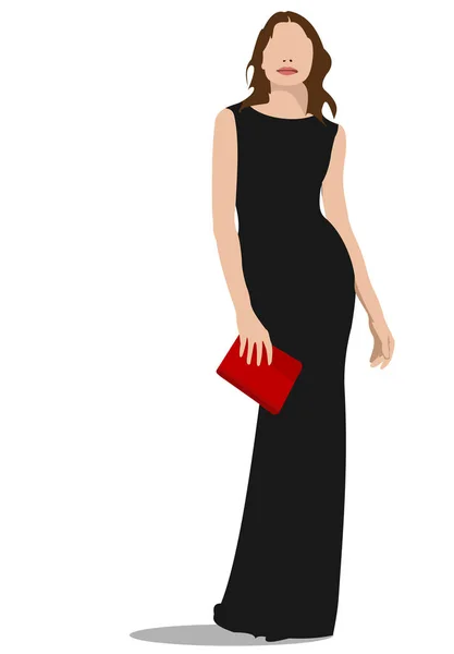 Young women in evening gown. Evening dress Vector illustration — ストックベクタ