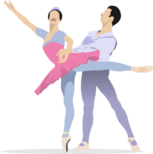 Modern Balett Dansare Färgad Illustration — Stock vektor