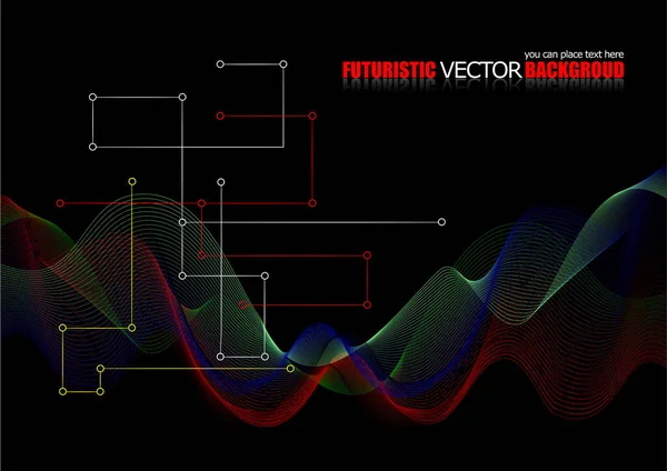 Färg Futuristisk Abstrakt Sammansättning Svart Bakgrund — Stock vektor