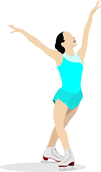 Figure Skating Colored Silhouettes Vector Illustration — Stock Vector