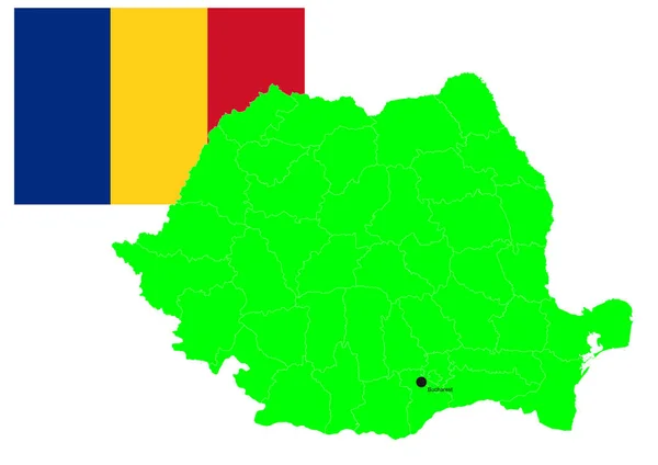 Rumänska Karta Och Flagga Vektor Illustration Set — Stock vektor