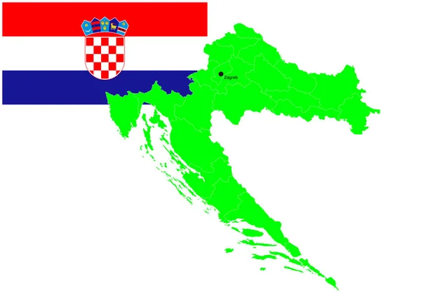 Croatie Drapeau Carte Illustration Vectorielle — Image vectorielle