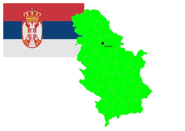 塞尔维亚国旗和地图 矢量图解 — 图库矢量图片