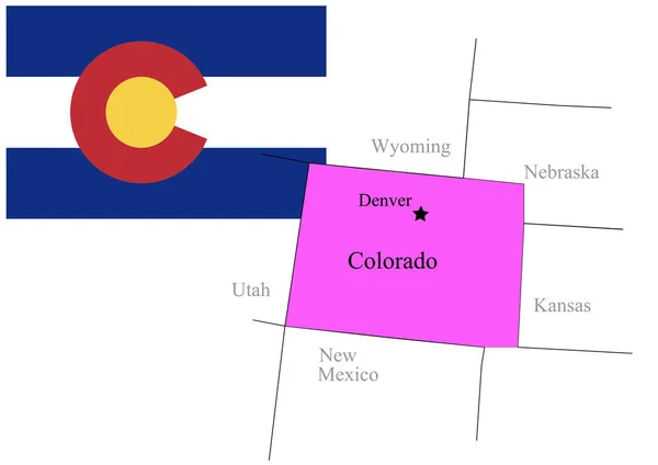 Drapeau Carte État Colorado Des États Unis Illustration Vectorielle — Image vectorielle