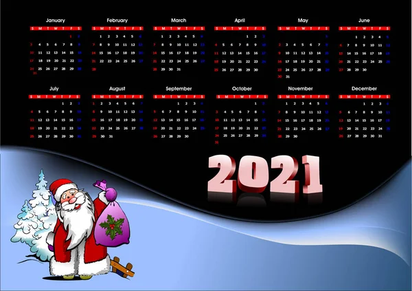 Calendario 2021 Puede Utilizar Como Organizador — Vector de stock