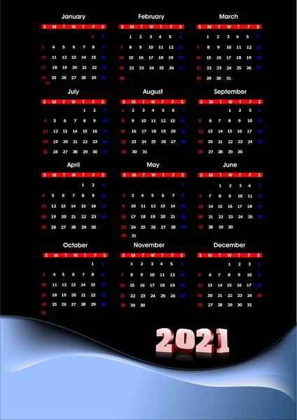 2021 Kalender Kan Gebruikt Worden Als Organisator — Stockvector