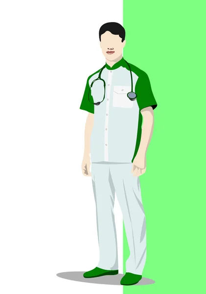 Médico Con Bata Médico Ilustración Vectorial — Archivo Imágenes Vectoriales
