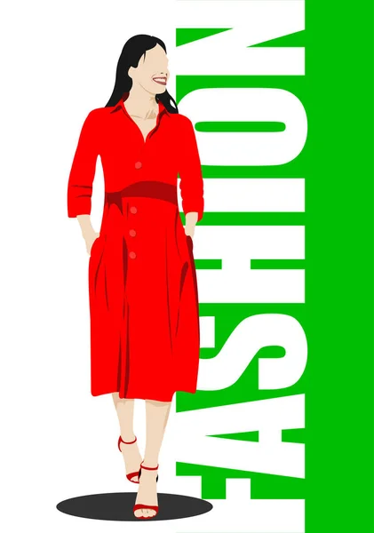 Silhouette Femme Mode Rouge Illustration Vectorielle — Image vectorielle