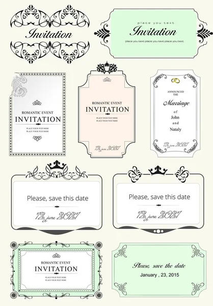 Perfect Invitation Announcement All Pieces Separate Easy Change Colors Edit — Stock Vector