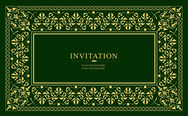 Gold Ornament Green Background Can Used Invitation Card Vector Illustration — Stock Vector