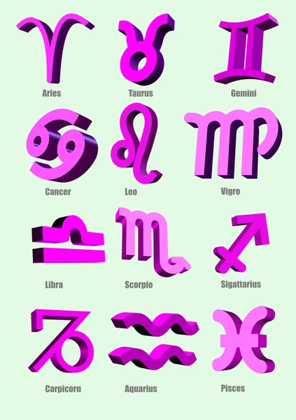 Dierenriemtekens Astrologische Horoscoop Vectorafbeelding — Stockvector