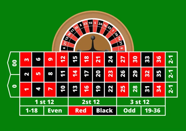 Roulette Bord Och Kasinoelement Vektorillustration — Stock vektor